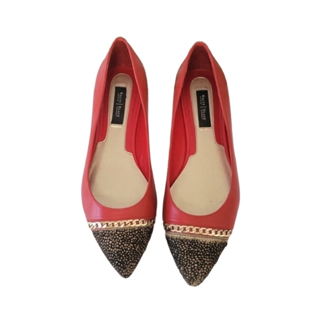 White House Black Market Valencia Calf Hair Pointed Red Flats